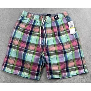 Tommy Hilfiger Shorts Swim Trunks‎ Mens Plaid Stretch Size Medium